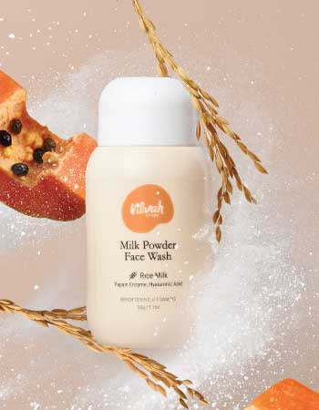 Vilvah's milk powder face wash with key ingredients