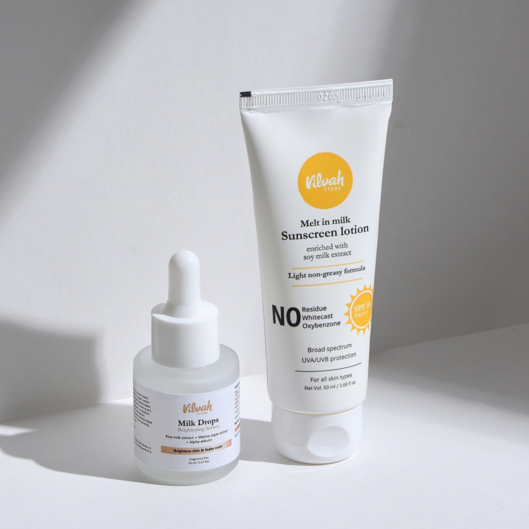 vilvah skin brightening combo - serum and sunscreen