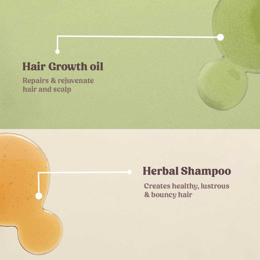 Vilvah's herbal shampoo, and hair growth oil for controlling hairfall