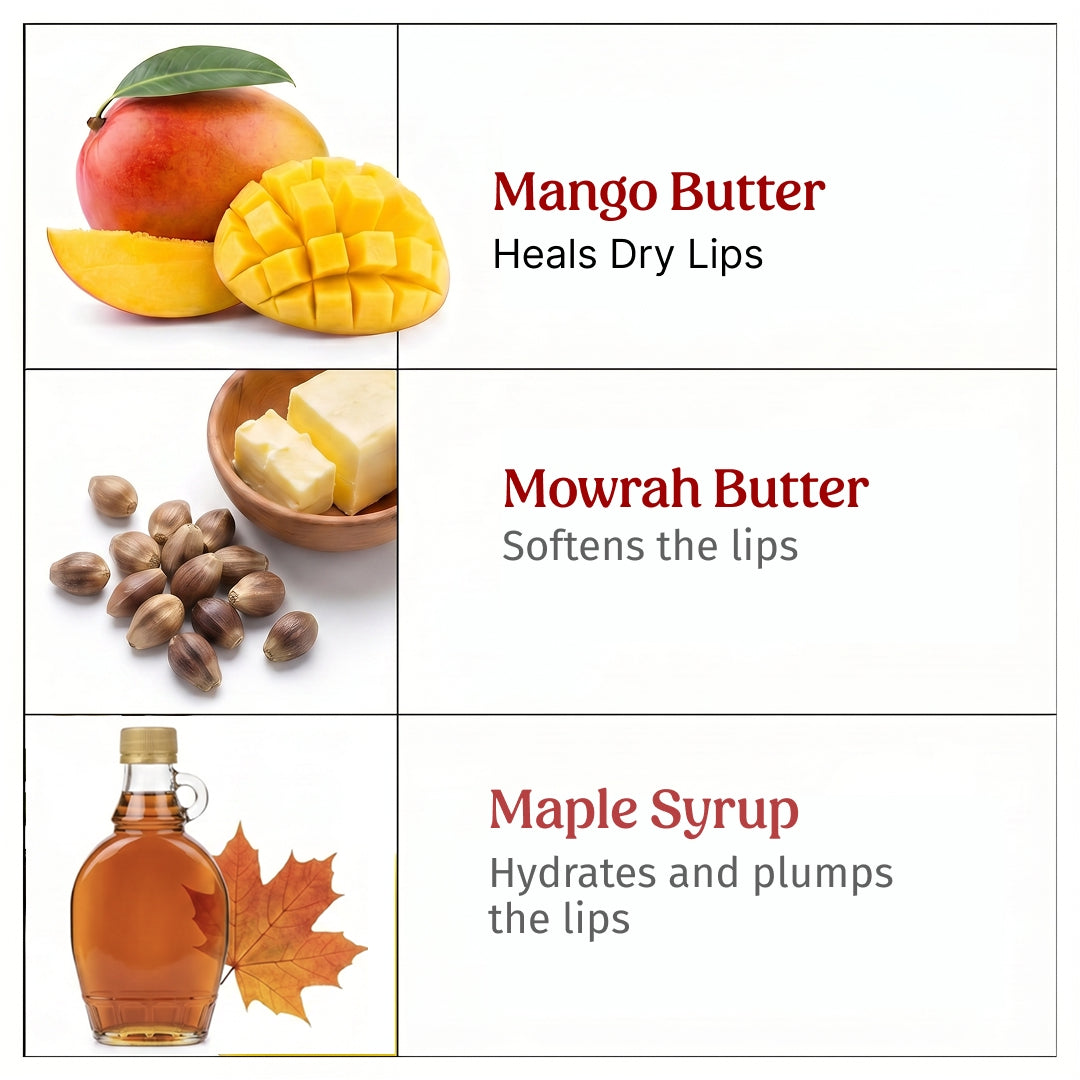 Ingredients of Vilvah Limited Edition Tinted Lip Balm Combo