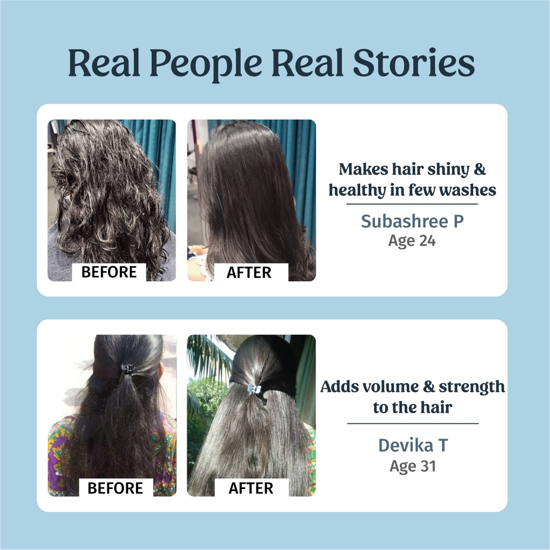 before and after using vilvah goat milk hair mask