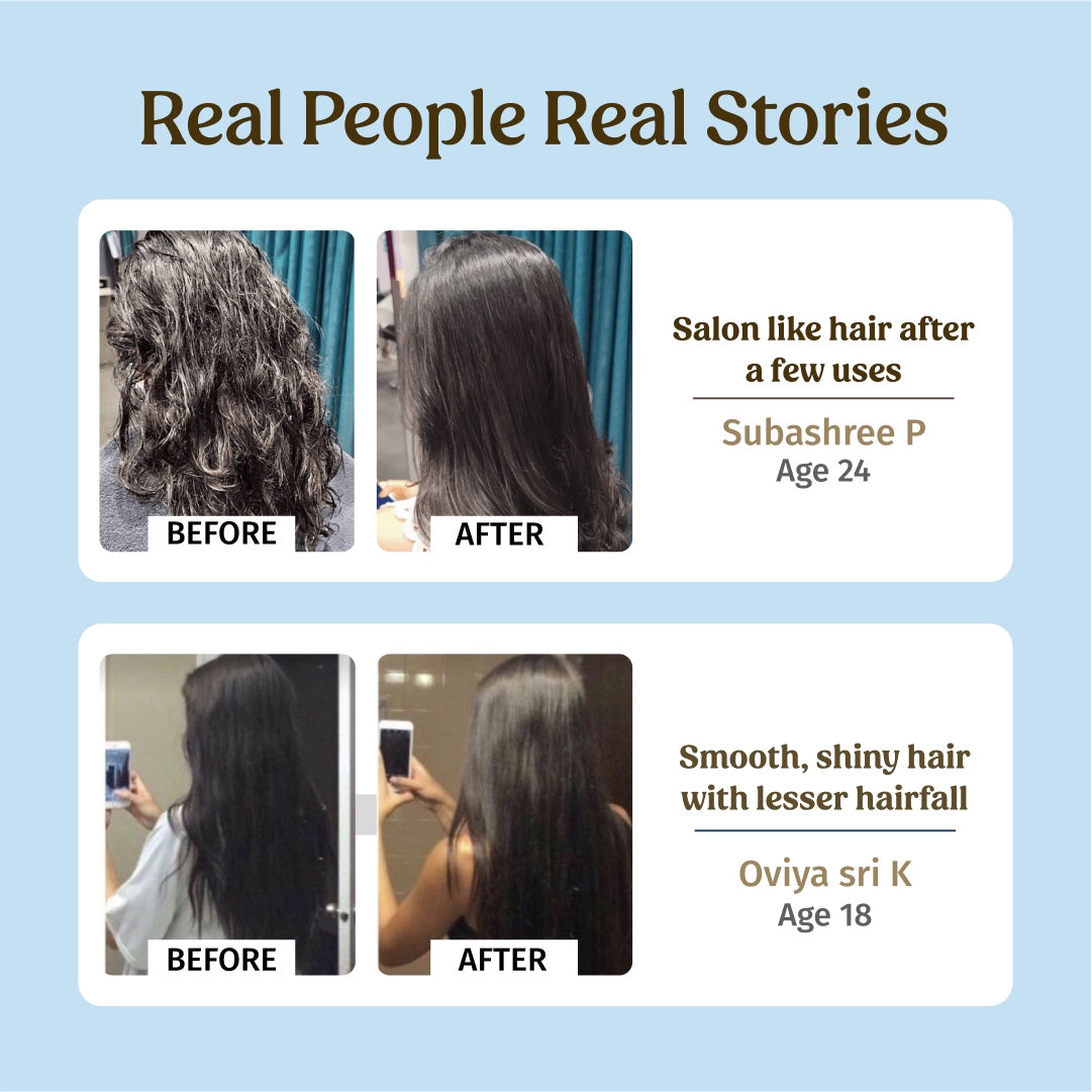 Before and After using VIlvah Goat Milk Hair Combo