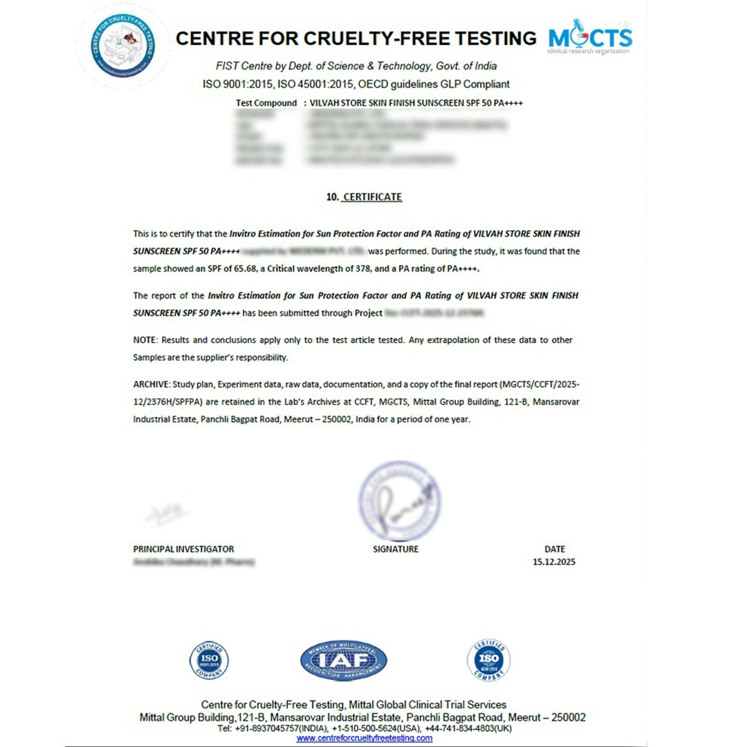 cruelty-free testing for skin finish sunscreen