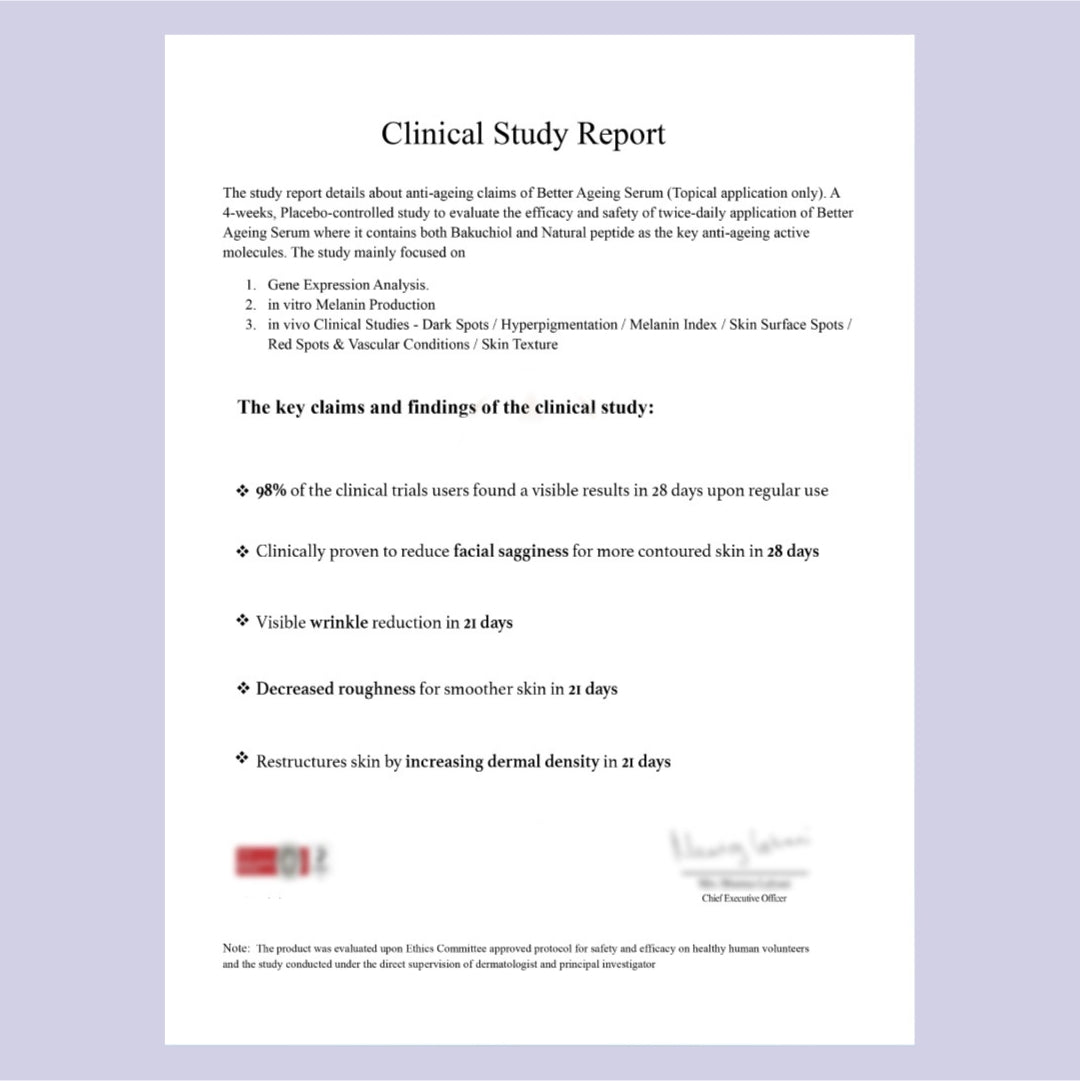 clinical study report of 40ml better ageing serum