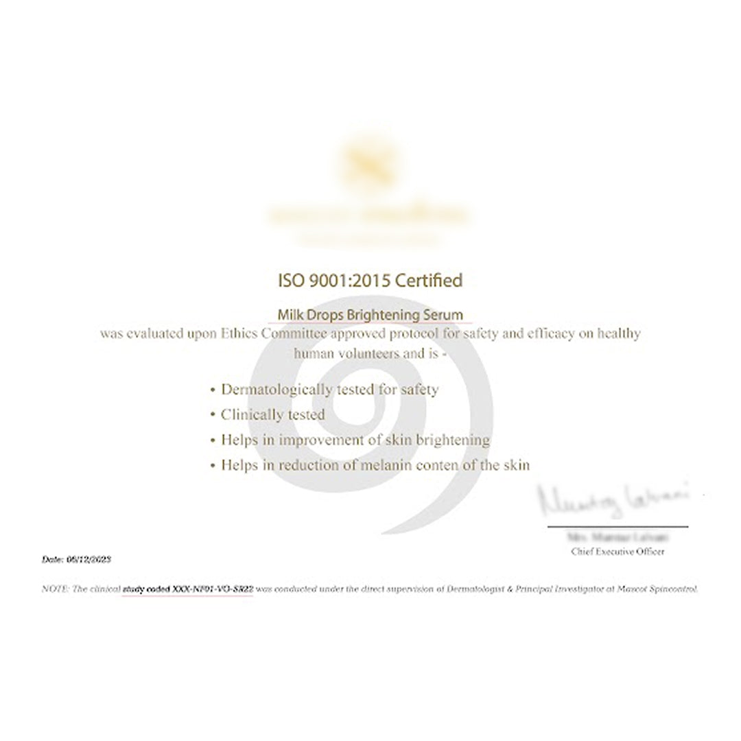 Milk Drops Brightening Serum ISO Certification