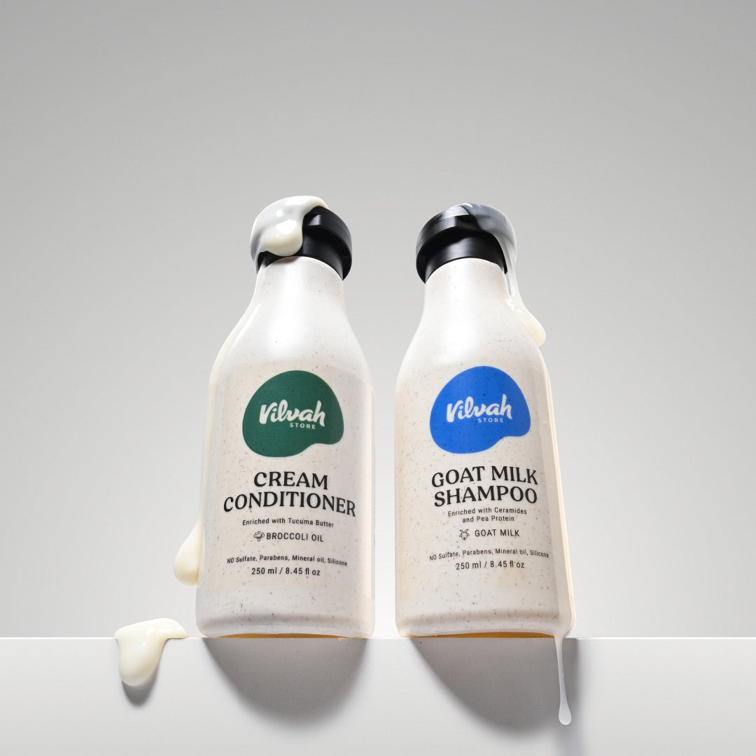 vilvah bestseller hair combo - cream conditioner and goat milk shampoo