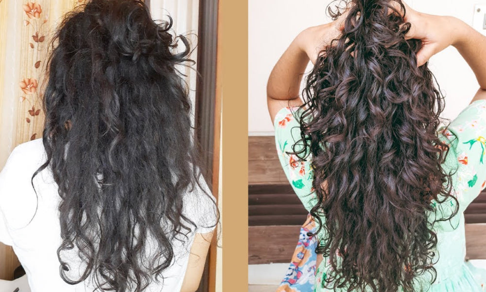 before and after using Vilvah's goat milk shampoo