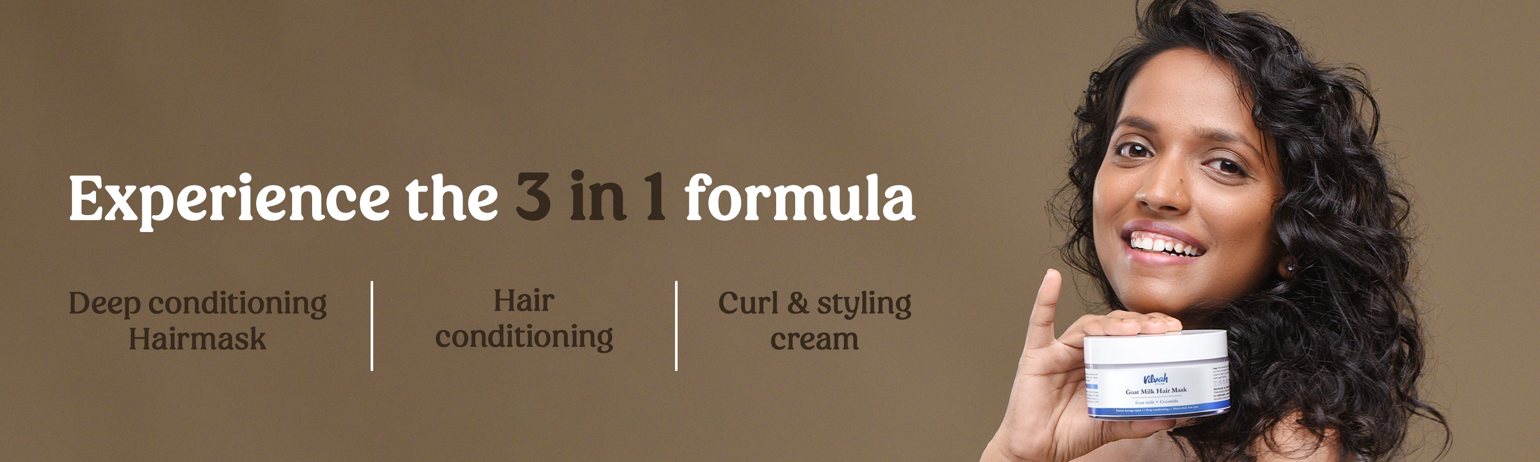 Experience the 3-in-1 formula of the Goat Milk Hair Mask