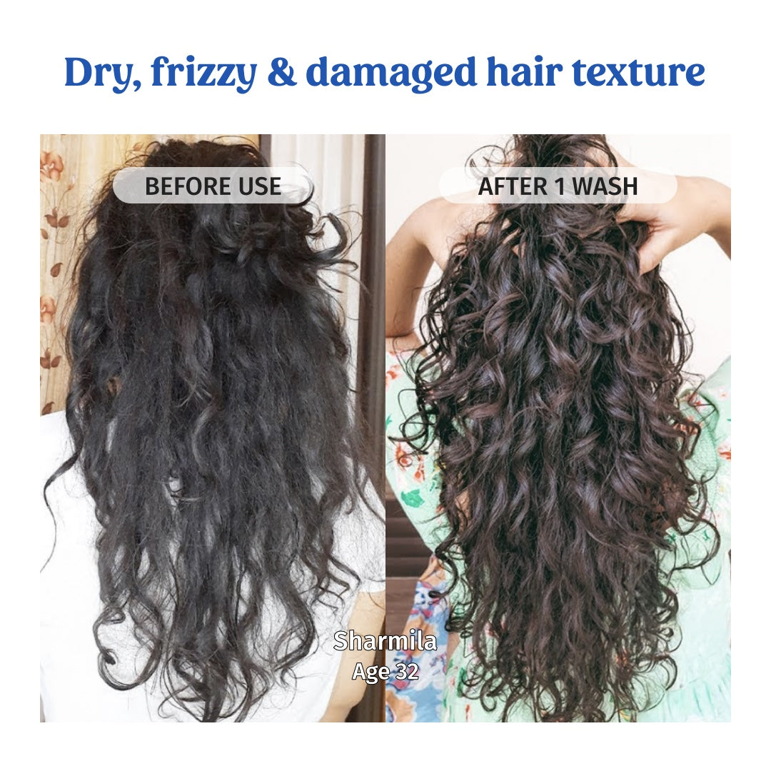 vilvah goat milk shampoo for dry , frizzy and damaged hair texture