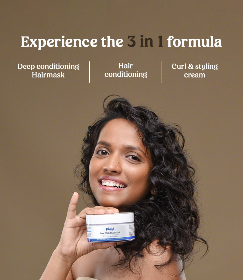 Experience the 3-in-1 formula of the Goat Milk Hair Mask