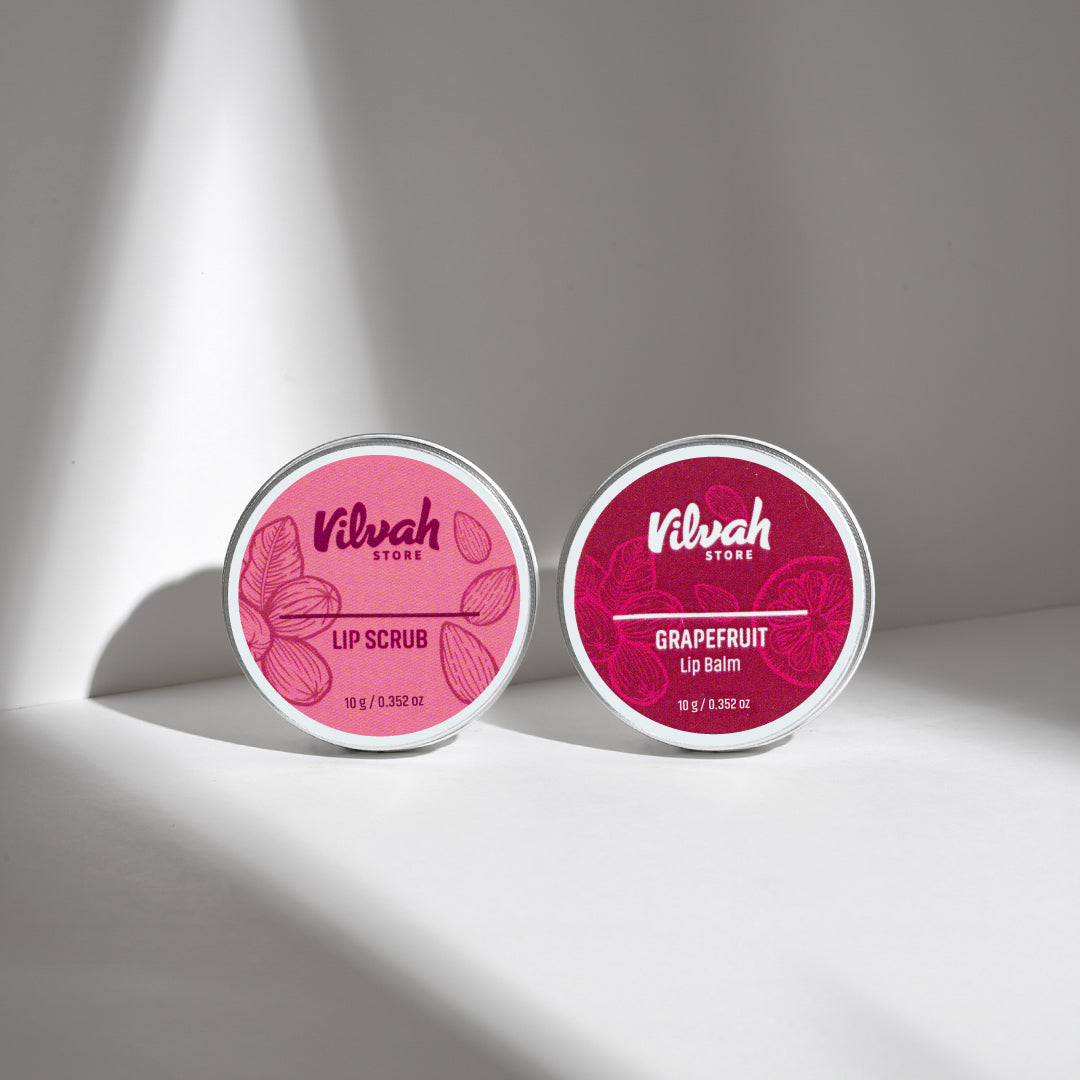 lip nourishing combo - lip scrub and lip balm grapefruit - Vilvah