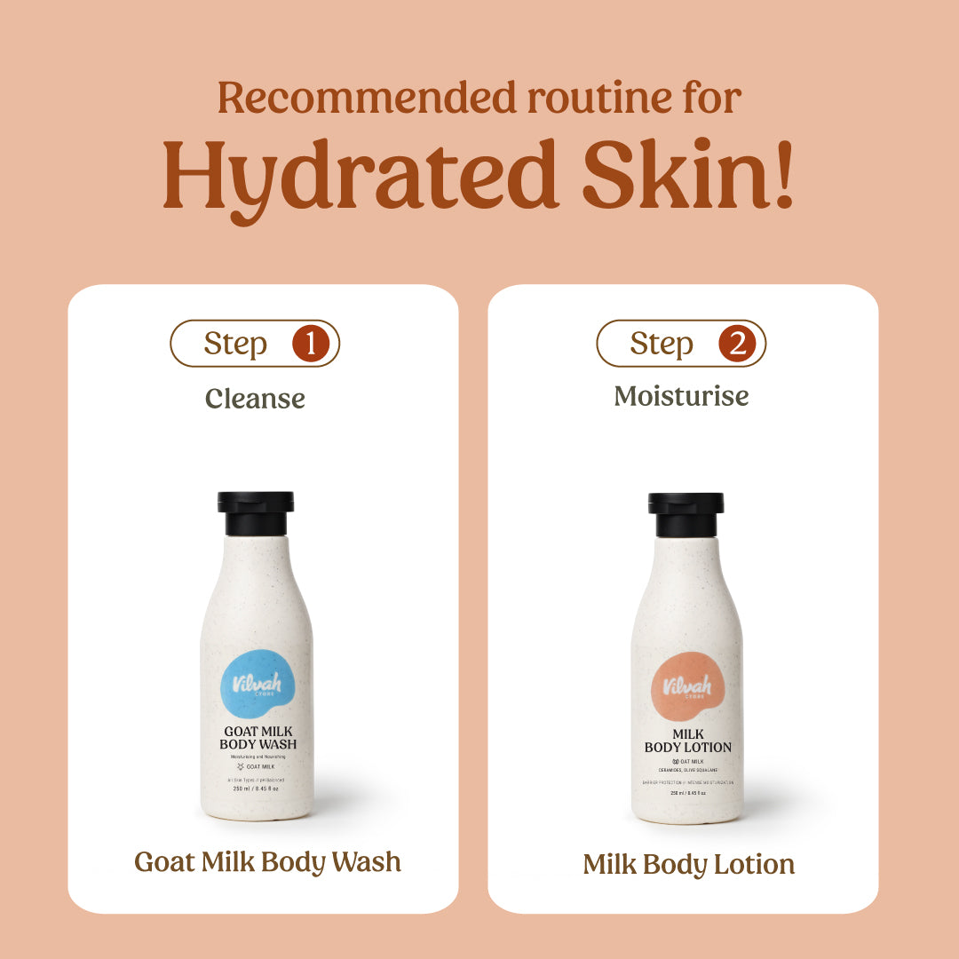 best routine for hydrated skin - Vilvah's milk body combo
