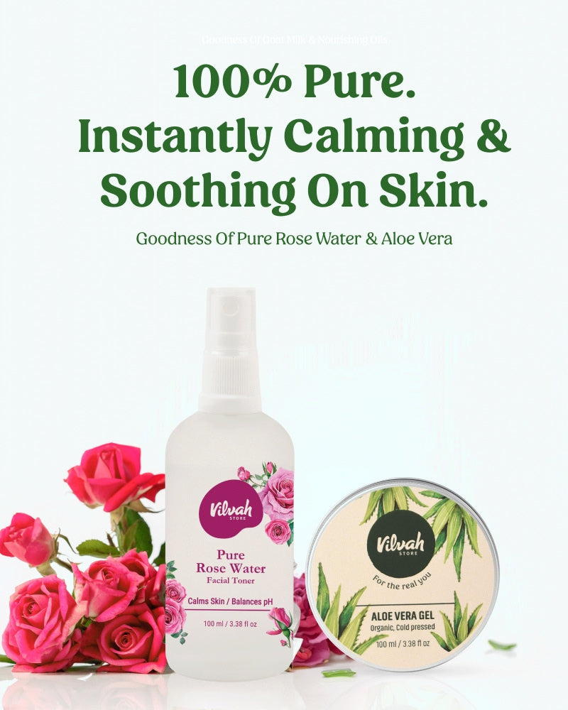 Vilvah's rose water toner and aloe vera gel