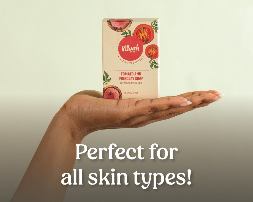 tomato and pink clay soap suits for all skin types - Vilvah
