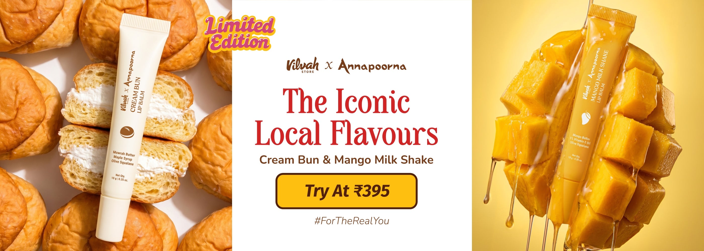 cream bun and mango milk shake lip balm at 395