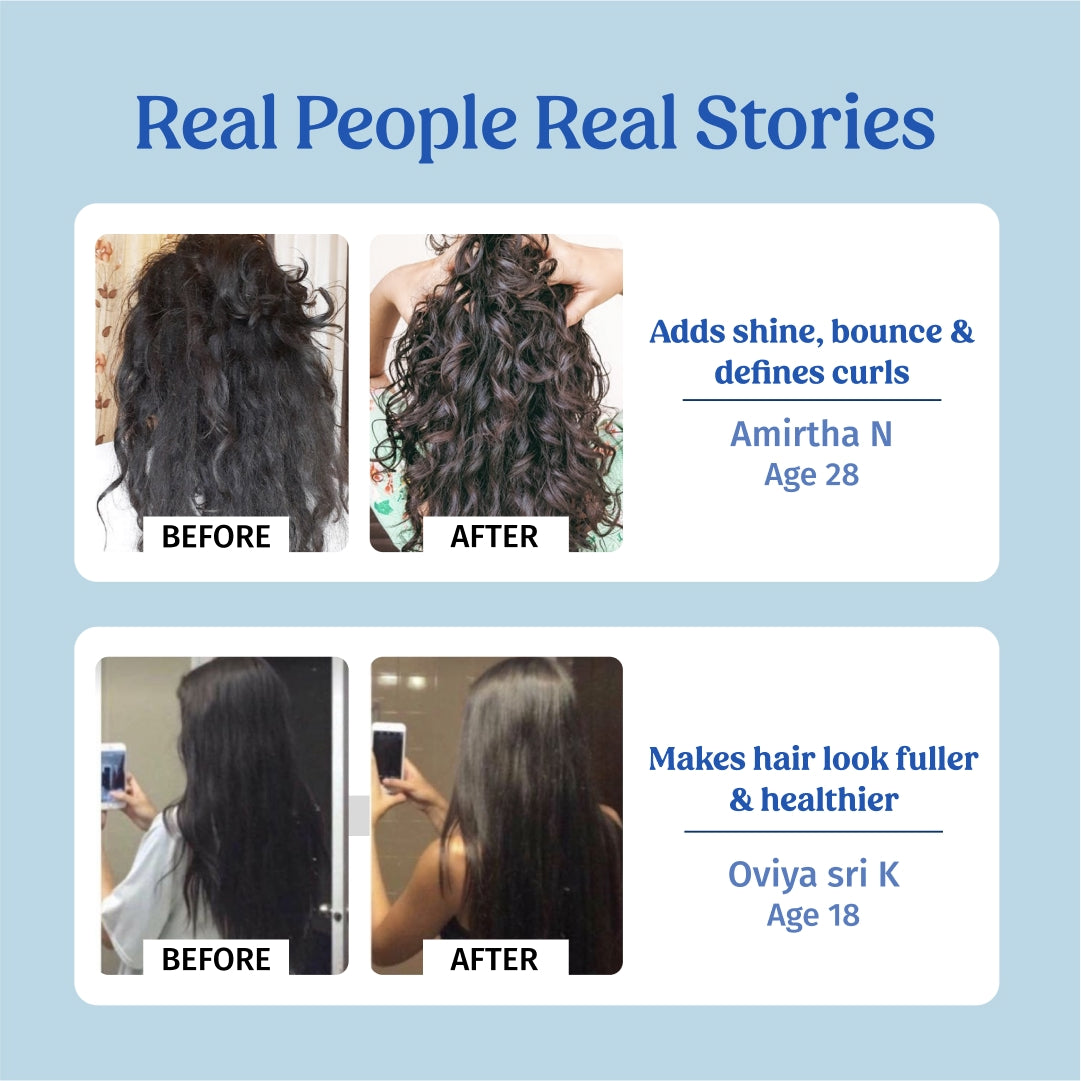 before and after using Vilvah goat milk shampoo