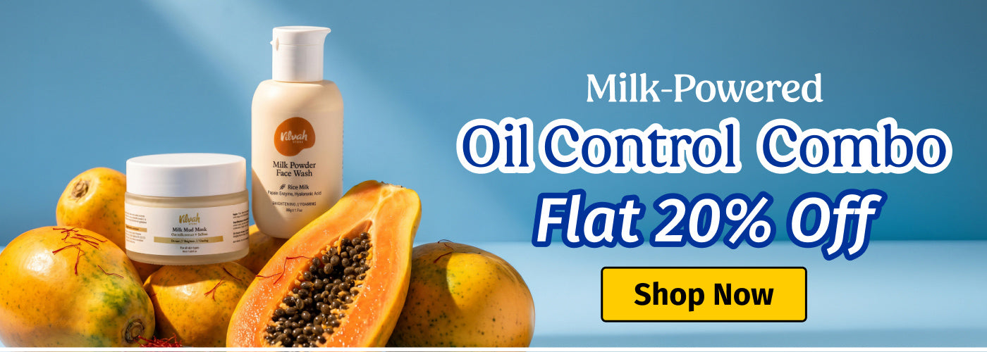 milk powered vilvah oil control combo at flat 20% offer