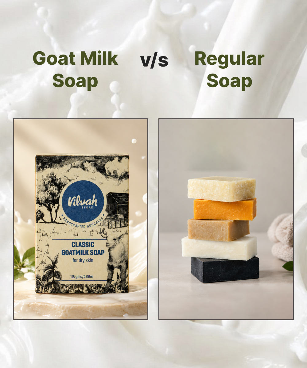 Goat milk soap and regular soap comparison