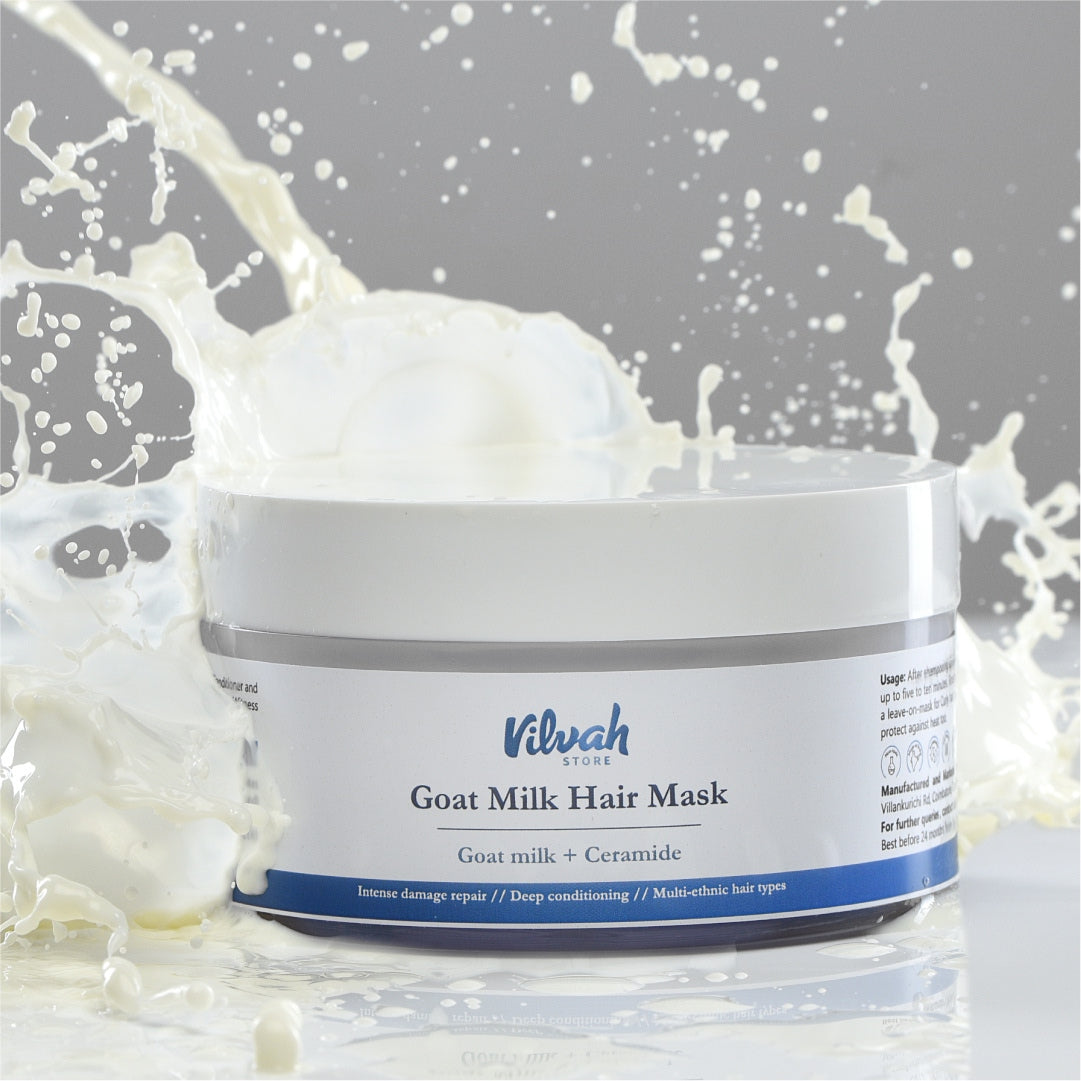Buy Vilvah goat milk hair mask online for dry damaged hair