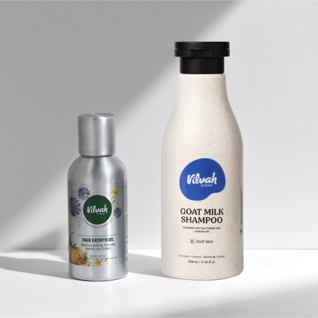 Vilvah Hair Growth Oil and Goat Milk Shampoo