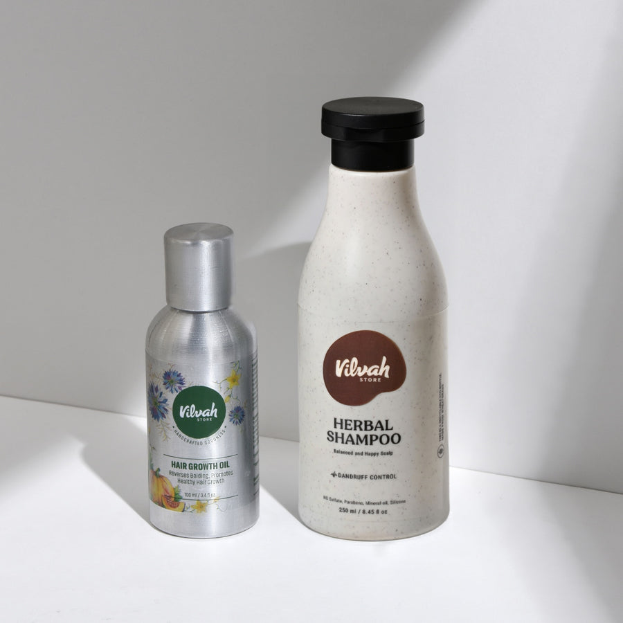 vilvah hair growth oil and herbal shampoo
