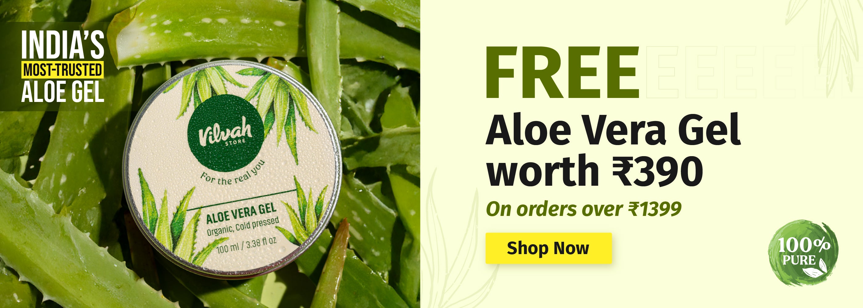 vilvah aloe vera gel free on orders over 1399