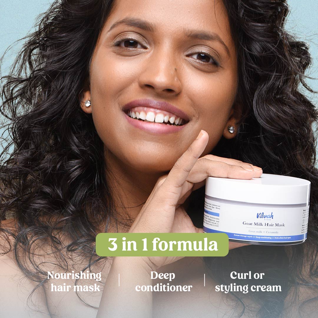 Vilvah's goat milk hair mask 3 in 1 formula