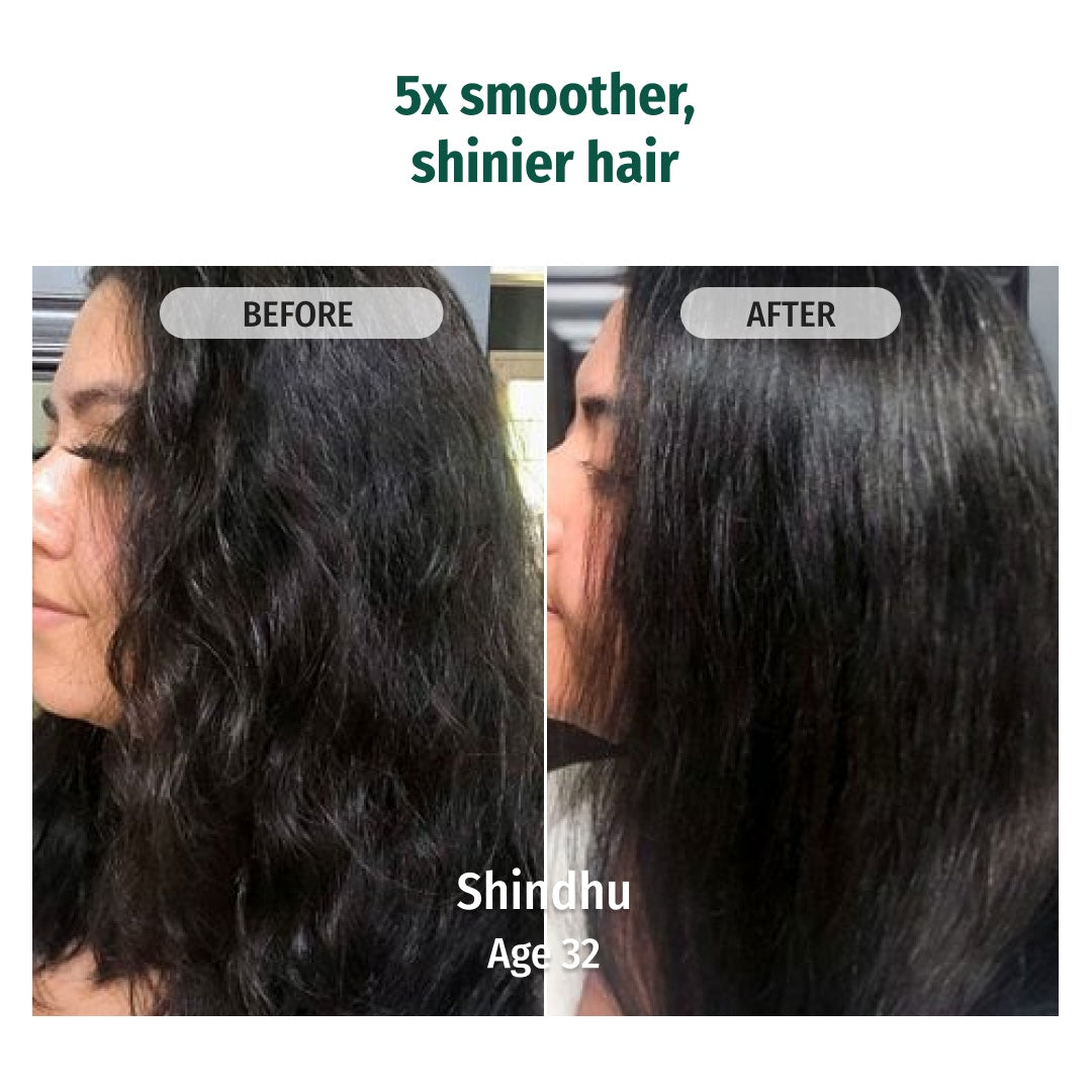vilvah cream conditioner gives 5x smoother, shinier hair