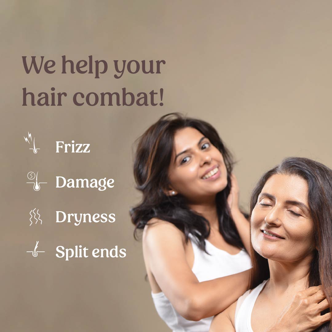 Vilvah's frizz-free hair combo benefits
