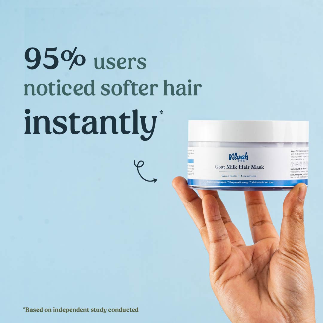 Vilvah's goat milk hair mask usage