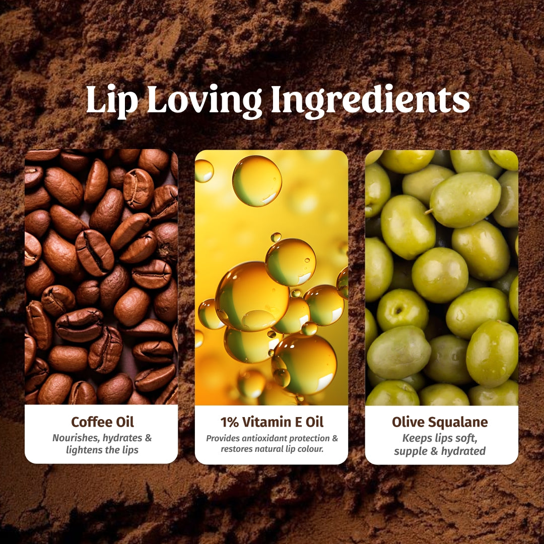ingredients of coffee lip balm - vilvah and annapoorna