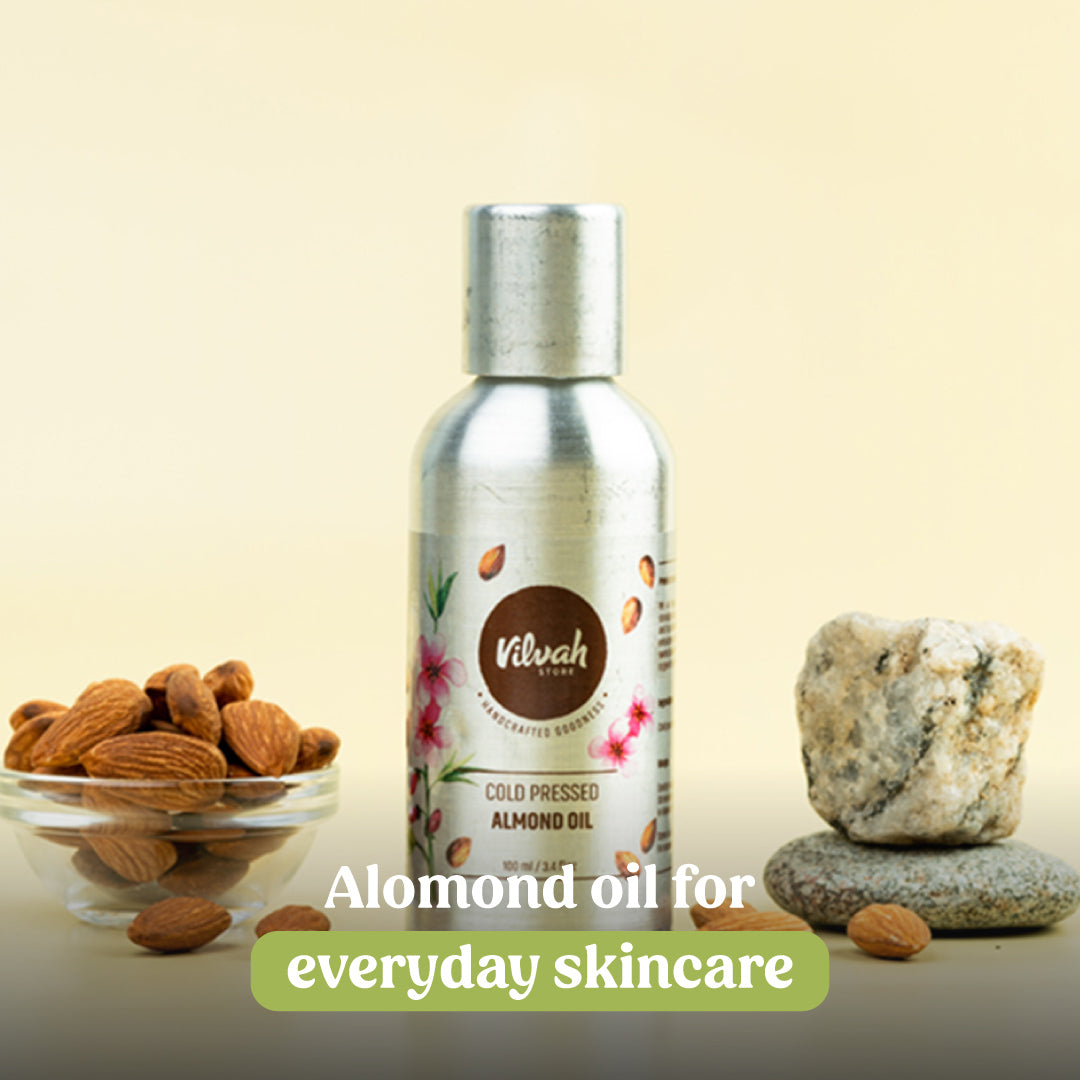 Vilvah's cold pressed almond oil with natural ingredients