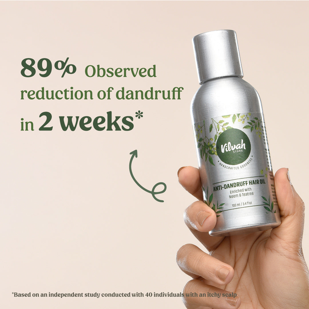 Vilvah's anti-dandruff hair oil usage