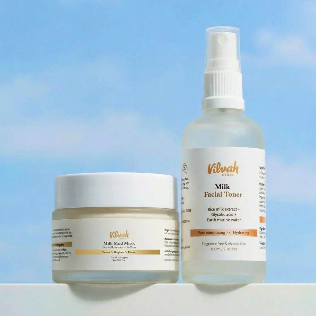 Vilvah Skin Glow Combo - Milk Mud Mask and Milk Facial Toner