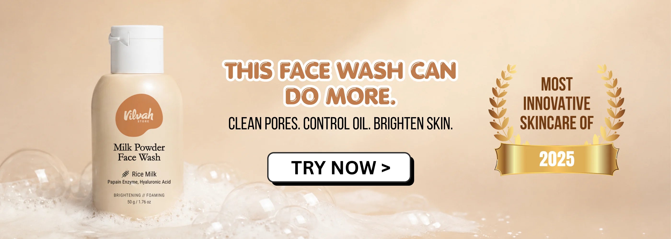 vilvah milk powder face wash clean pores, control oil and brighten skin