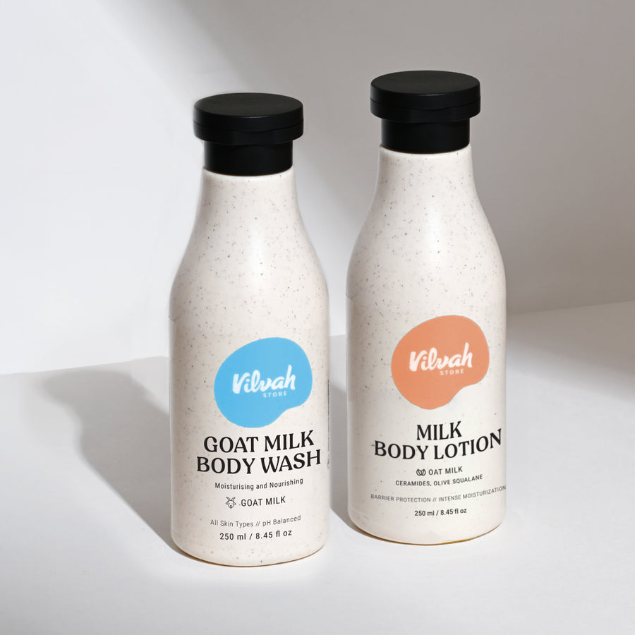 goat milk body wash and milk body lotion - Vilvah