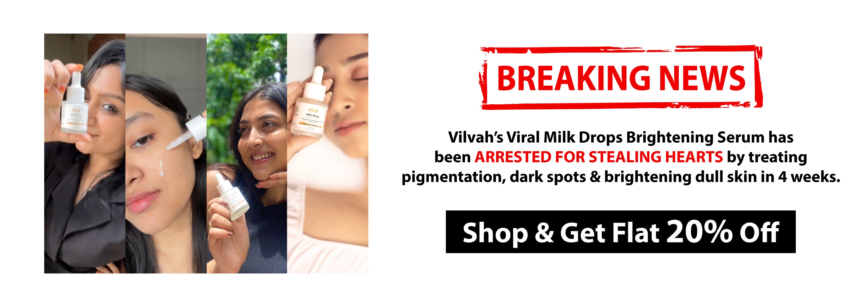 vilvah milk drops serum at flat 20% off