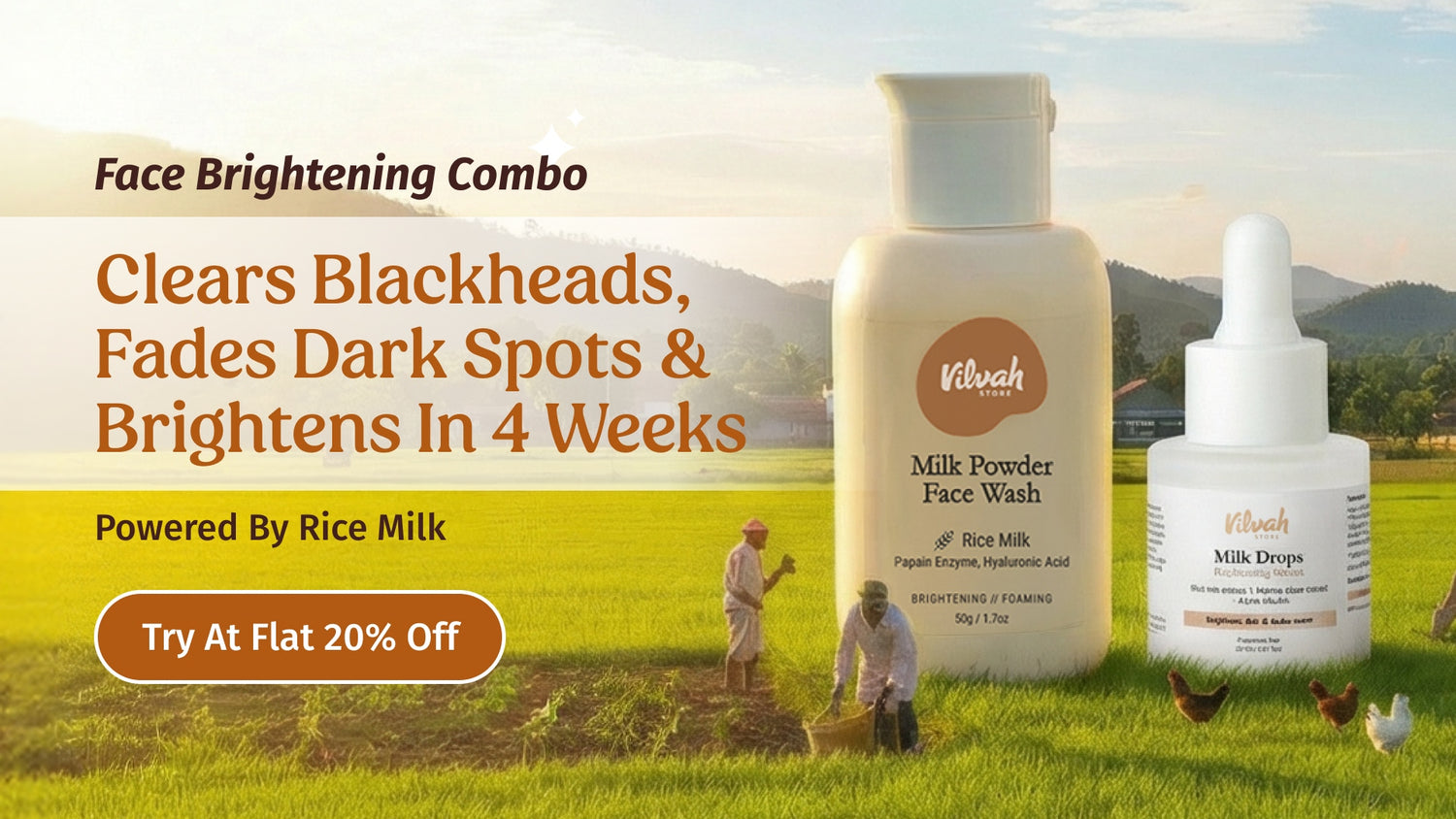 vilvah face brightening combo at flat20% off