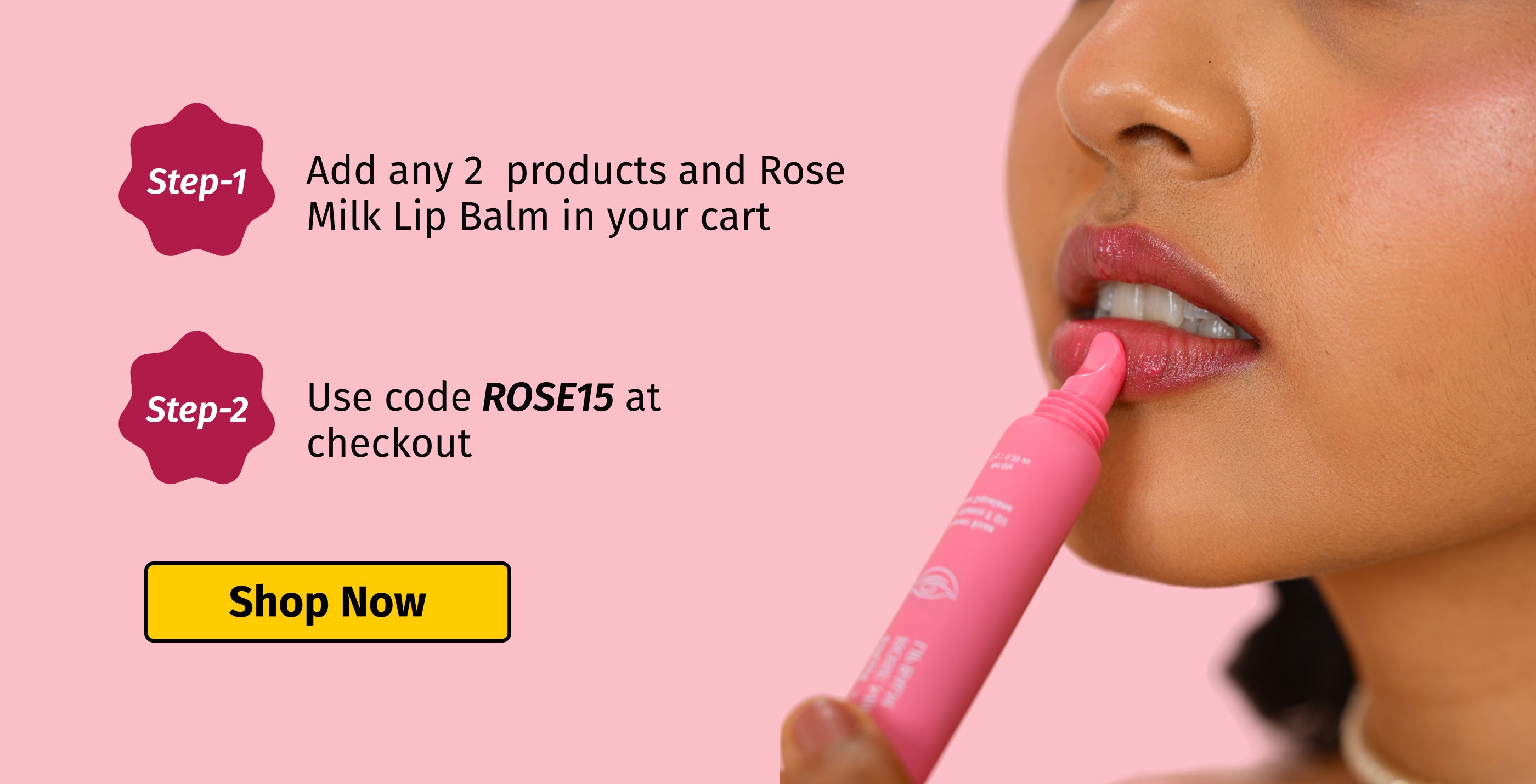 steps to get vilvah rose milk lip balm at discount price