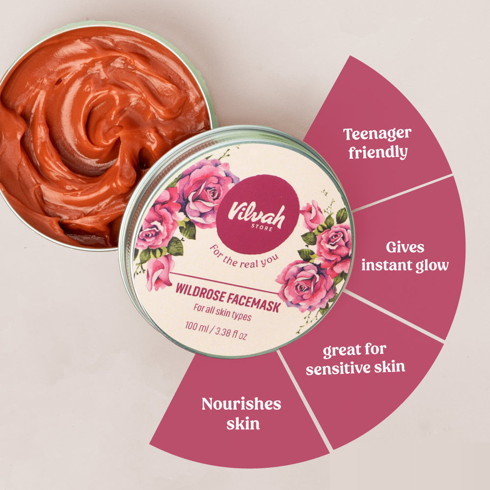 Buy Vilvah wild rose face mask online for dull and lifeless skin
