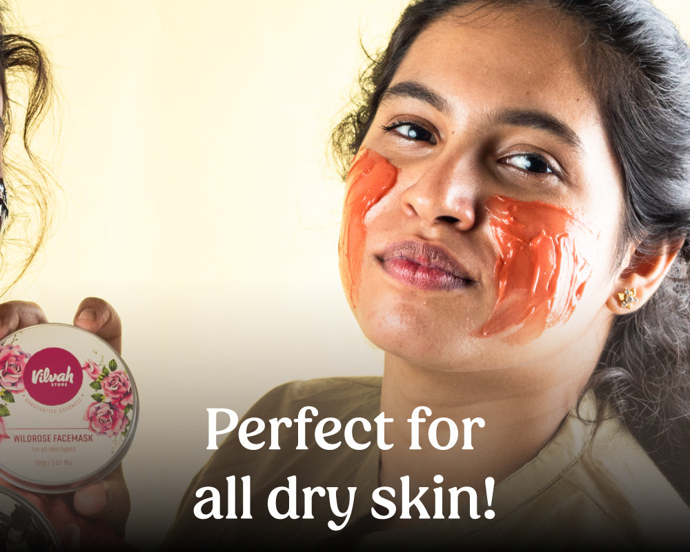 instruction to use Vilvah's wild rose face mask