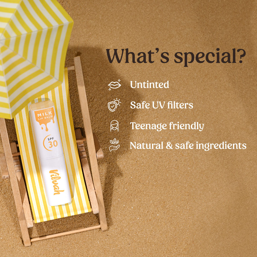 benefits of milk lip balm SPF 30 PA+++ Vilvah