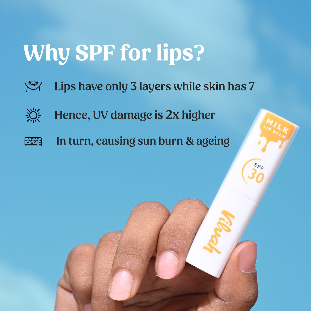 uses of milk lip balm SPF 30 PA+++ Vilvah