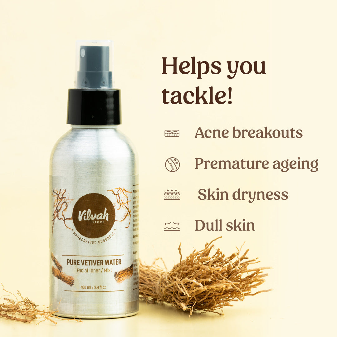 vetiver water facial toner benefits - Vilvah